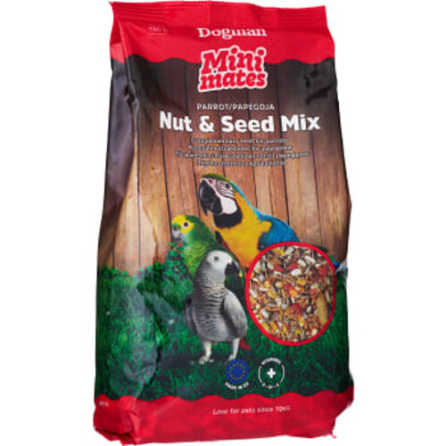 Fågelmat Nöt och frömix Papegoja 750g Dogman