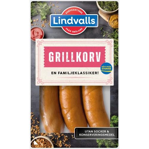 Grillkorv Riktig Korv 70% Kötthalt 270g Lindvalls