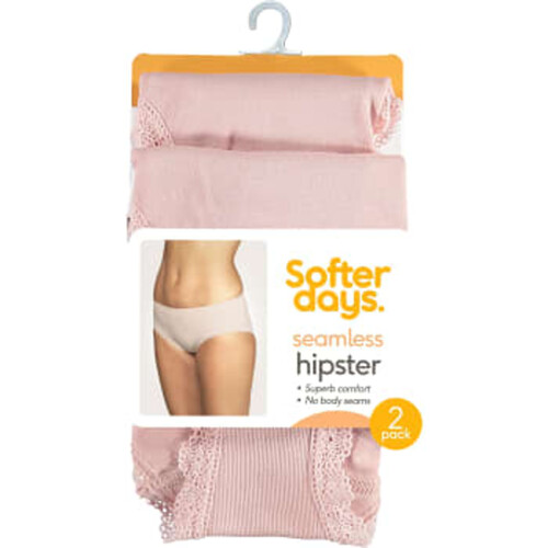 Hipster Seamless Spets Puderrosa L/XL 2-p Softer Days