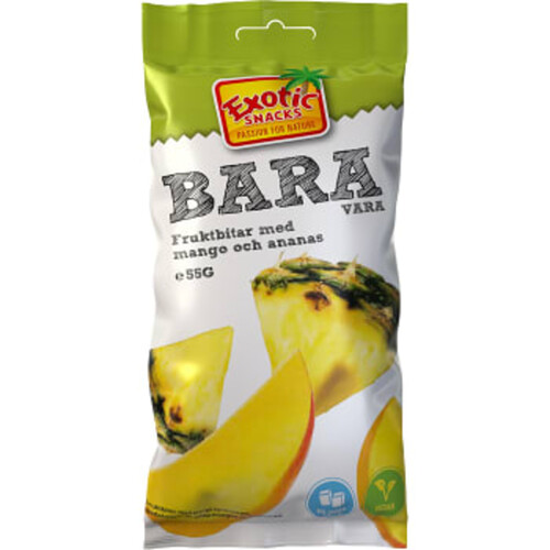 Torkad frukt Bara Mango Ananas 55g Exotic Snacks