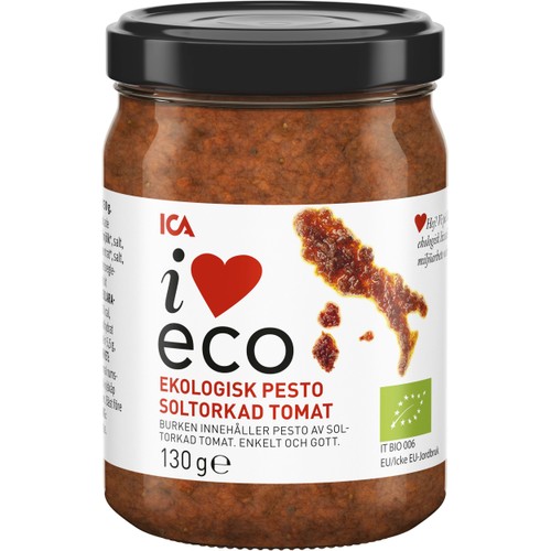 Pesto Soltorkad tomat Ekologisk 130g ICA I love eco