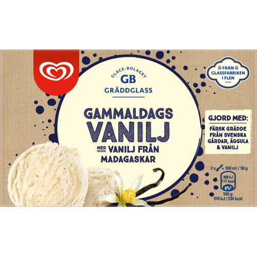 Glass Gammeldags vanilj 500ml GB Gräddglass