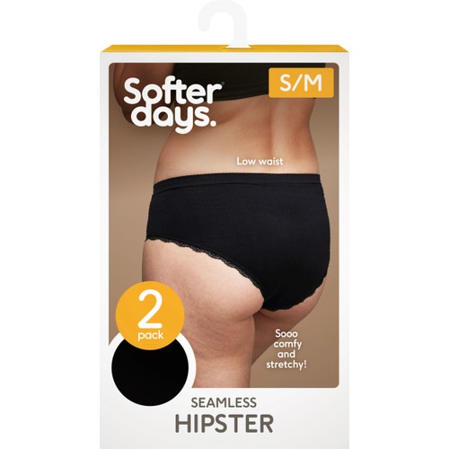 Hipster seamless spets S/M 2p svart Softer Days
