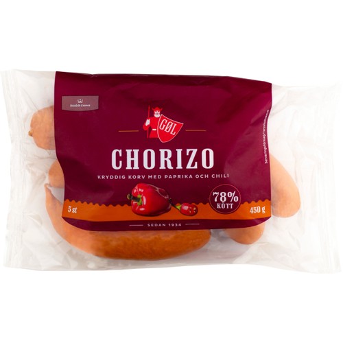 Chorizo Paprika Chili 78% Kötthalt 450g Göl
