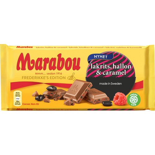 Chokladkaka Lakrits Hallon & Caramel 185g Marabou