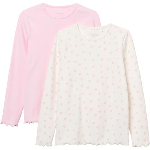 Ribtopp 2p rosa/vit 122/128 mywear