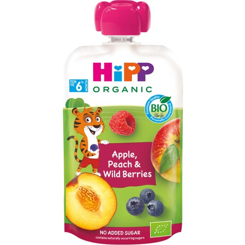 Smoothie Äpple persika & blåbär 6m Ekologisk 100g HiPP