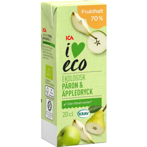 Fruktdryck Päron & äpple 20cl ICA I love eco