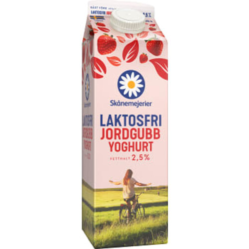 Yoghurt Jordgubb 2,5% Laktosfri 1l Skånemejerier