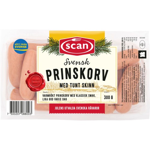 Prinskorv med skinn 300g Scan