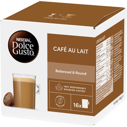 Kaffekapslar, Dolce Gusto, Café au lait, 16-p, Nescafe