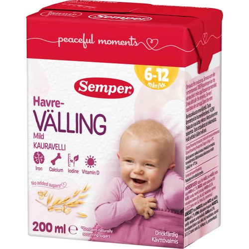 Havrevälling mild drickfärdig Från 6m 200ml Semper