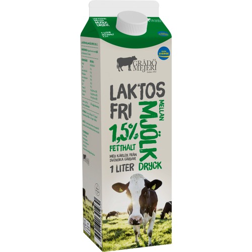 Mellanmjölk 1,5% Laktosfri 1l Grådö Mejeri