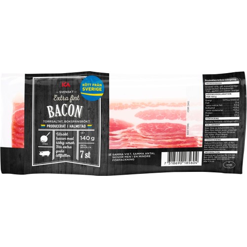 Bacon Extra Fin Torrsaltat 140g ICA