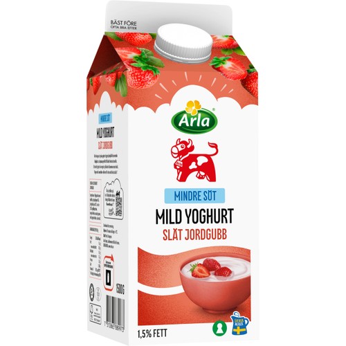 Yoghurt Mild Jordgubb 1,5% lättsockrad 1500g Arla Ko®