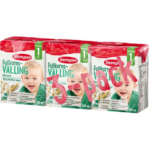Fullkornsvälling havre Drickfärdig Från 1år 3-p 600ml Semper