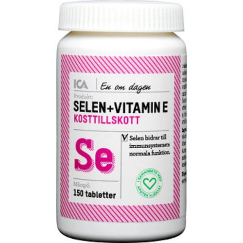 Selen + Vitamin E Kosttillskott 150st ICA Hjärtat