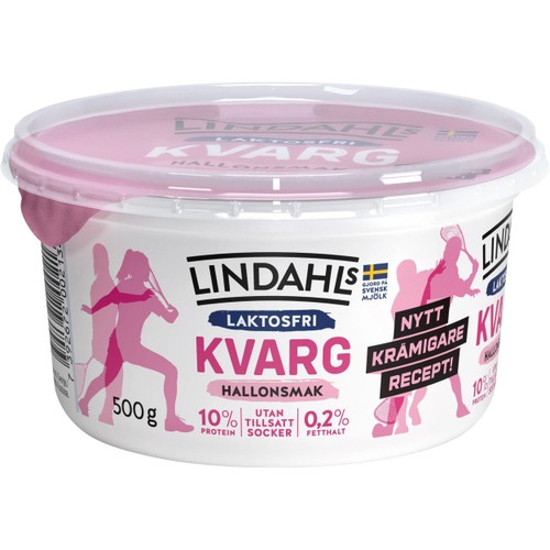 Kvarg Hallonsmak Laktosfri 0,2% 500g Lindahls