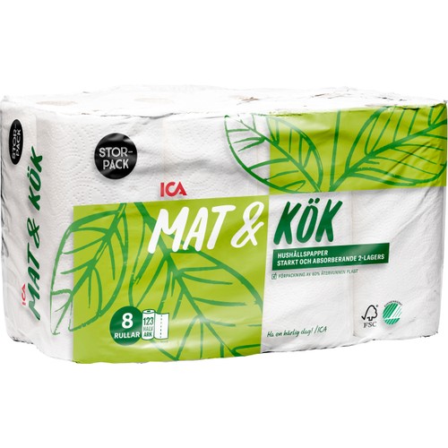 Hushållspapper Mat & kök 8-p Miljömärkt ICA