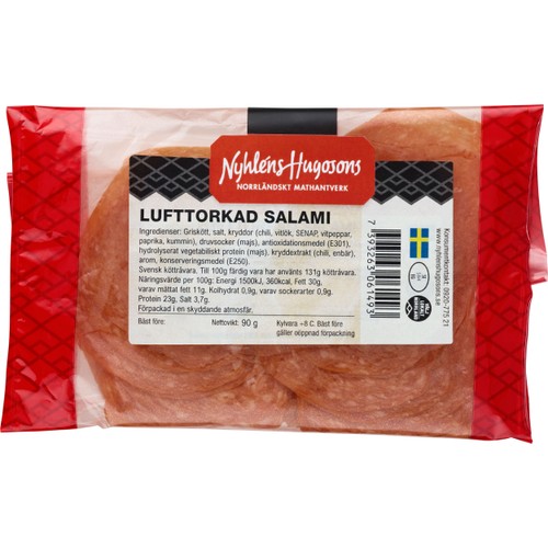 Salami Lufttorkad 90g Nyhléns Hugosons