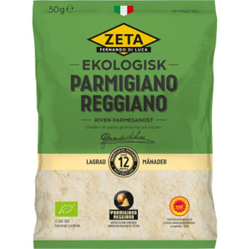 Parmigiano Reggiano riven 16 mån Ekologisk 50g Zeta