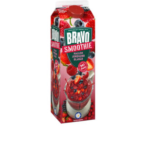 Smoothie Hallon Jordgubb & blåbär 1l Bravo
