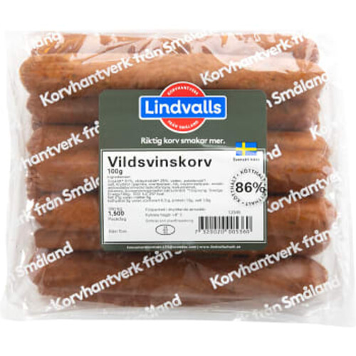 Vildsvinskorv 86% Kötthalt 1,5kg Lindvalls
