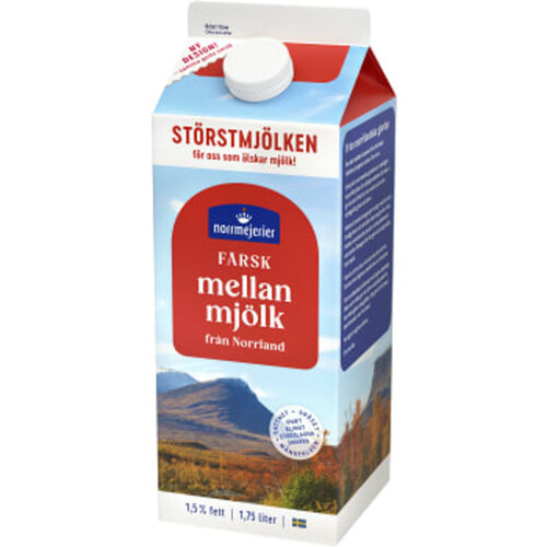 Störstmjölken Mellanmjölk 1,5% 1,75l Norrmejerier