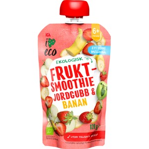 Fruktsmoothie jordgubb & banan 6m 120g ICA I love eco