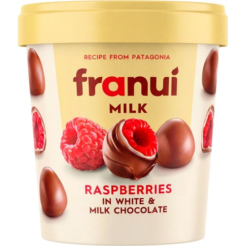 Hallon I vit & mjölkchoklad Frysta 150g Franui
