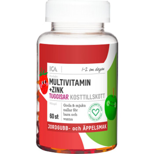 Kosttillskott Tuggisar Multivitamin + Zn 60st ICA Hjärtat