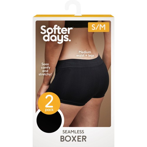 Boxer seamless S/M 2p svart Softer Days