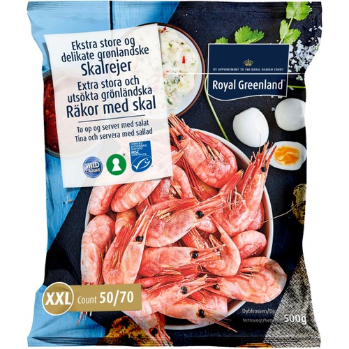 Räkor med skal 50/70 Fryst 500g Royal Greenland