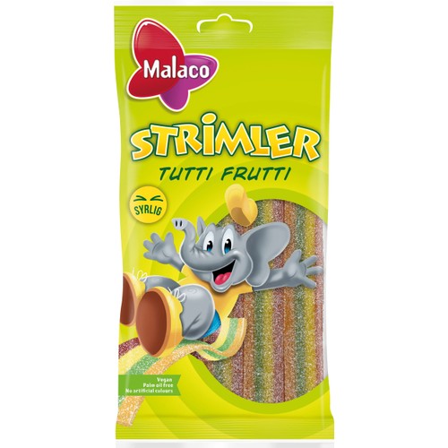 Godis Syrliga Strimler Tutti Frutti 80g Malaco