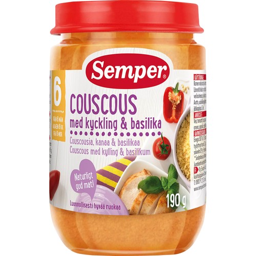 Couscous med kyckling & basilika Från 6m 190g Semper