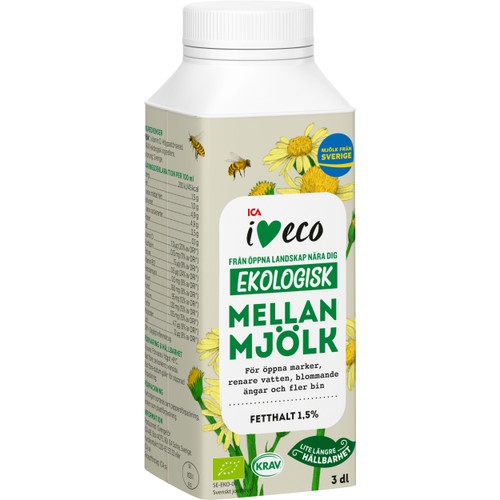 Mellanmjölk KRAV 1,5% 3dl ICA I love eco