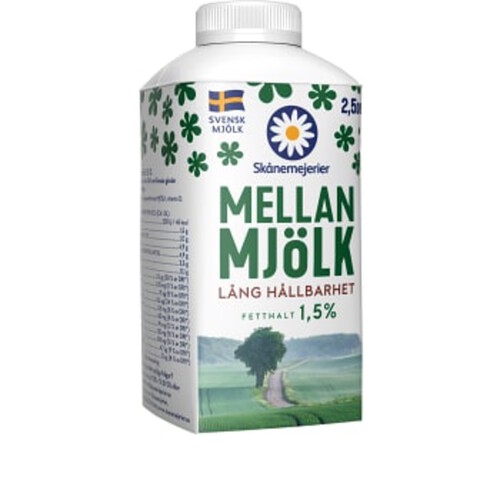 Mellanmjölk 1,5% Längre hållbarhet 2,5dl Skånemejerier