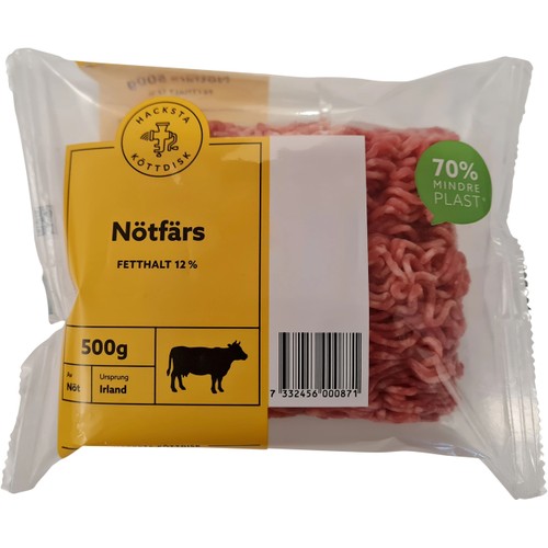 Nötfärs Färsk 12% 500g Hacksta Köttdisk