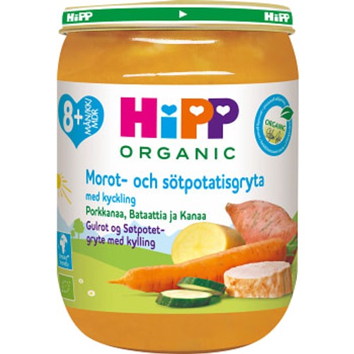 Morot & sötpotatisgryta med kyckling Från 8m Ekologisk 190g Hipp
