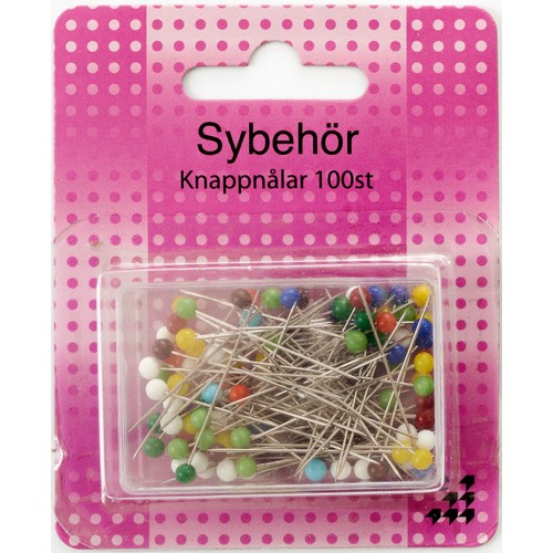 Knappnålar 100st m färg huvud