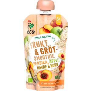 Frukt & grötsmoothie periska & äpple från 6m 120g ICA I love eco