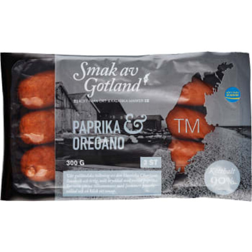 Kryddkorv Paprika Oregano 90% Kötthalt 300g Smak av Gotland