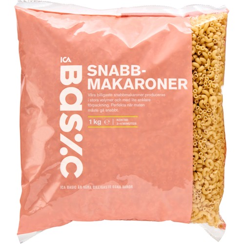 Snabbmakaroner 1kg ICA Basic