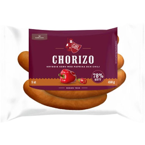 Chorizo Paprika Chili 78% Kötthalt 450g Göl