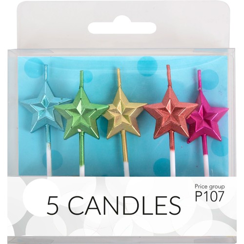 Tandpetarljus Stjärnor 5-pack Happy Party