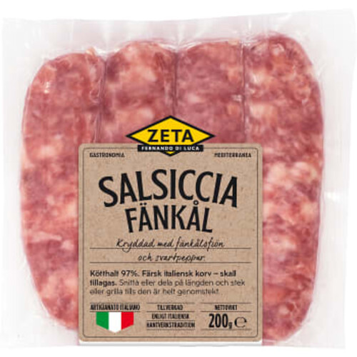 Färskkorv Salsiccia Fänkål 97% Kötthalt 200g Zeta
