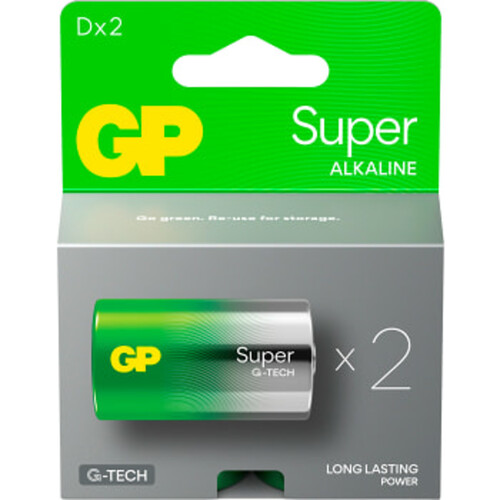 Batteri GP Super Alkaline D/LR20 2-pack GP