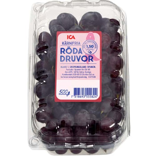 Röda kärnfria druvor 500g Crimson Klass 1  ICA