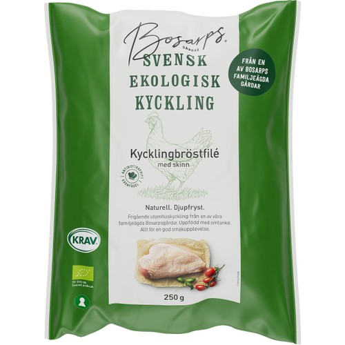 Kycklingbröstfilé med skinn Fryst Ekologisk 250g Kronfågel Bosarp