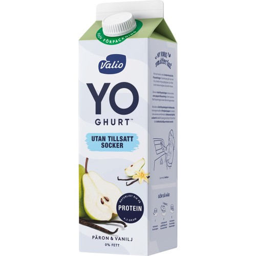 Yoghurt Päron Vanilj utan tillsatt socker 0% 1000g Valio